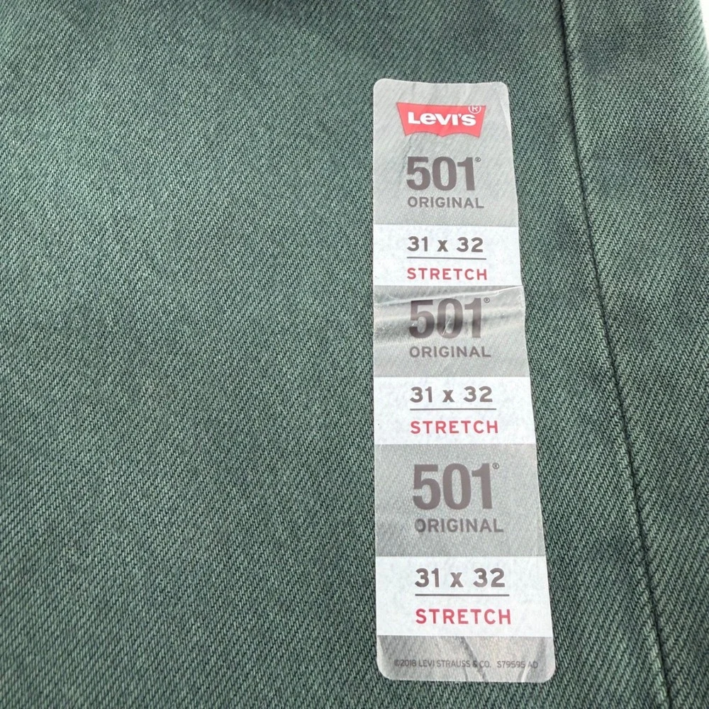 Levi's Jeans Mens 33x32 Green 501 Original Fit Straight Leg Button Fly 005013548